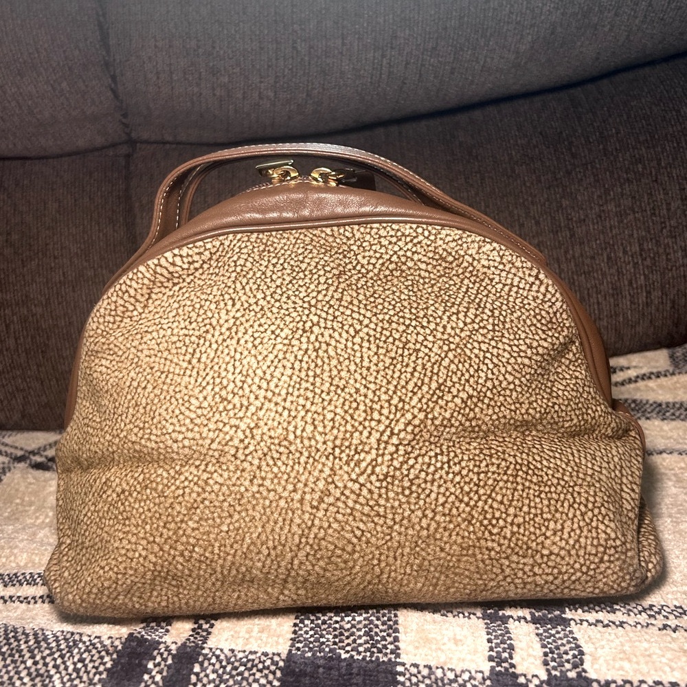 Italian Borbonese Redwall Brown Suede Top Handle Mini Satchel Bag - Excellent - Picture 3 of 15